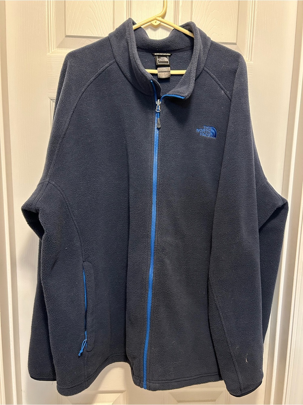 The North Face Navy Blue Fleece Jacket with Bright Blue Zipper